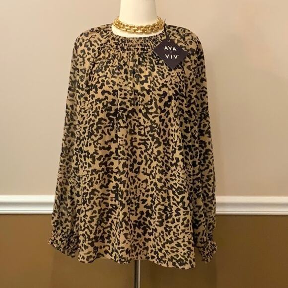 Ava & Viv Plus Size Leopard Print Blouse with Cami - Picture 1 of 6